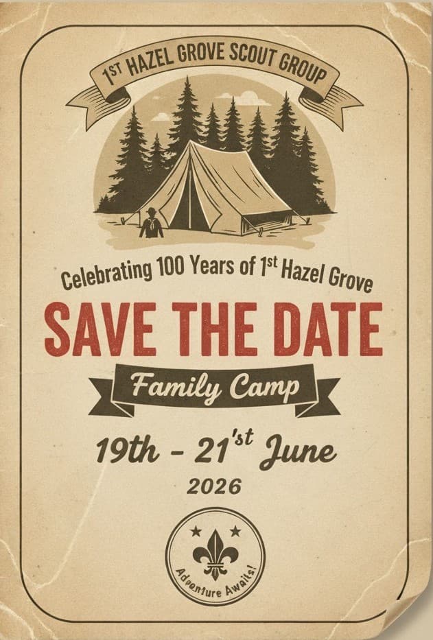 Save-the-date poster for Family Camp, 19th to 21st June 2026: view it larger